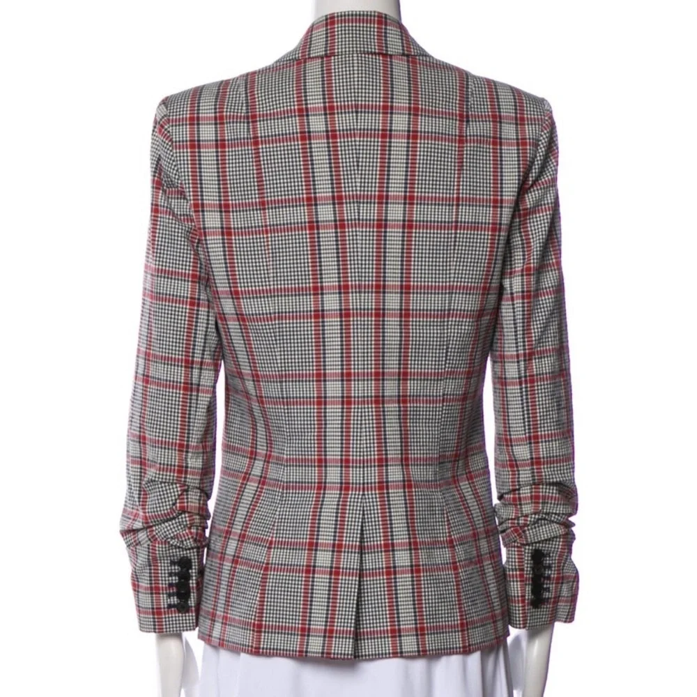 $650 Veronica Beard Plaid Caldwell Dickey Blazer Red Gray Navy Jacket Cotton 8 - Picture 6 of 14